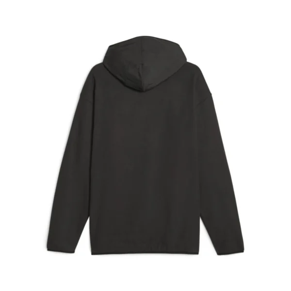 Sudadera Puma Classics Utility Hoodie negra con logotipo negro bordado en el pecho. Es una sudadera Puma con capucha y bolsillo delantero, disponible en Breakaway