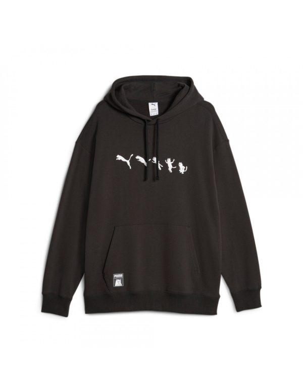 Sudadera Puma X Pipndip negra con imágenes blancas en pecho. Es una sudadera Puma con capucha y bolsillo delantero, disponible en Breakaway
