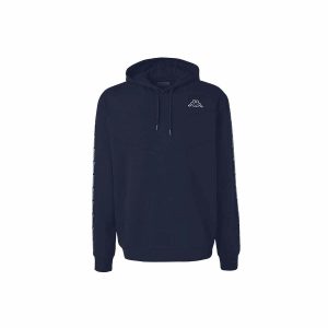 Sudadera Kappa Imagino Active Blue, azul marino con el logotipo blanco bordado y con capucha, disponible en Breakaway