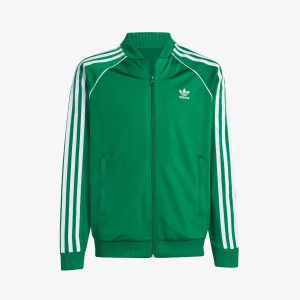 Tracktop Adidas verde con líneas blancas en las mangas. Chaqueta Adidas Firebird TT, chaqueta adidas trefoil de Adidas Originals.
