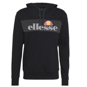 Sudadera Ellesse negra con capucha y el logotipo en pecho. Disponible en Breakaway